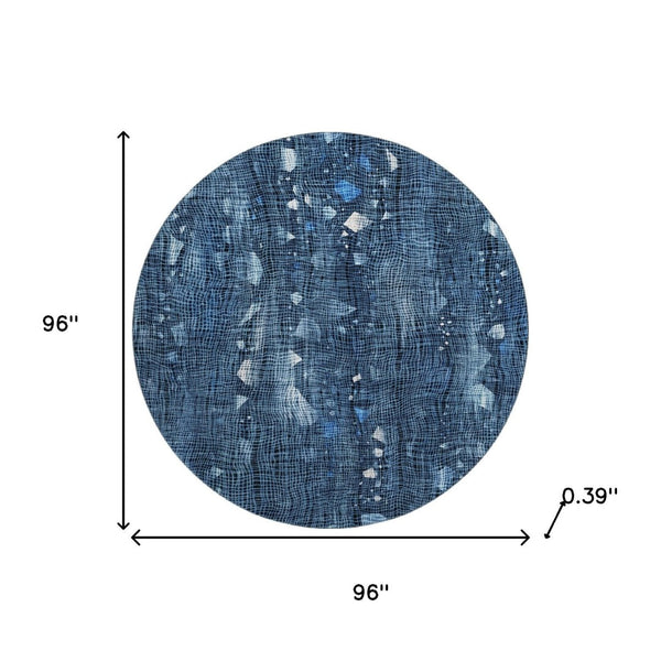 HomeRoots 8' X 10' Blue And Ivory Abstract Washable Area Rug – Stylish, Durable, UV Protected for High Traffic Areas 717540