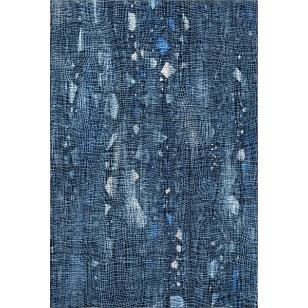 HomeRoots 9' X 12' Stylish Blue & Ivory Abstract Washable Area Rug with UV Protection for Active Homes 717541
