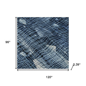 HomeRoots 9' X 12' Stylish Blue & Ivory Abstract Washable Area Rug with UV Protection for Active Homes 717541