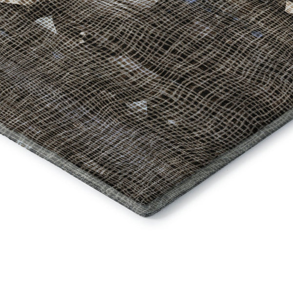 HomeRoots 5' X 8' Chocolate & Beige Abstract Area Rug - Washable, UV-Protected, Perfect for Kids & Pets! 717544
