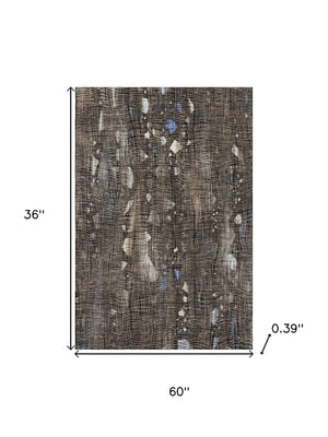 HomeRoots 5' X 8' Chocolate & Beige Abstract Area Rug - Washable, UV-Protected, Perfect for Kids & Pets! 717544