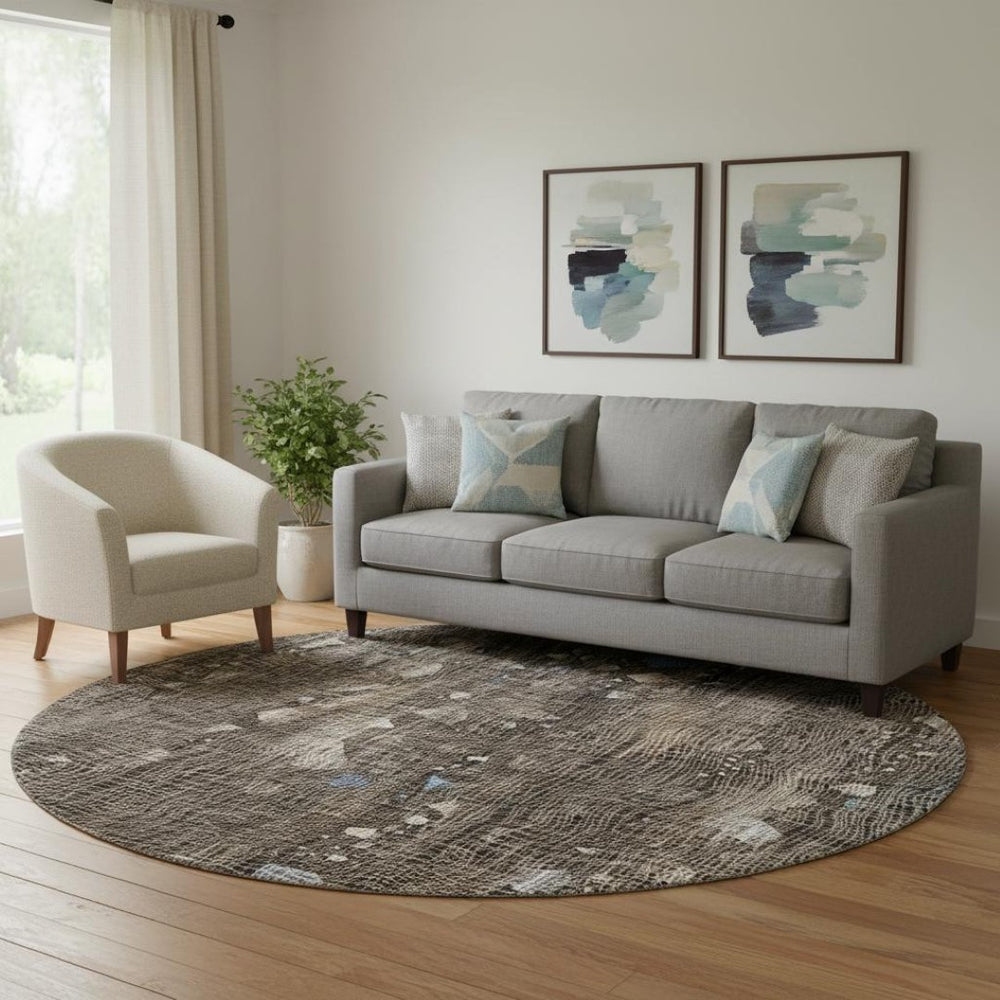 HomeRoots 8' X 10' Chocolate and Beige Abstract Area Rug - Washable, UV-Protected, Durable & Stylish for Any Room 717546