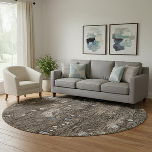 HomeRoots 8' X 10' Chocolate and Beige Abstract Area Rug - Washable, UV-Protected, Durable & Stylish for Any Room 717546