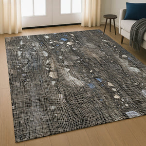 HomeRoots 10' X 14' Stylish Chocolate & Beige Abstract Area Rug - Washable, UV Protected, Stain Resistant Design 717548