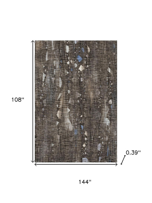 HomeRoots 10' X 14' Stylish Chocolate & Beige Abstract Area Rug - Washable, UV Protected, Stain Resistant Design 717548