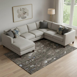 HomeRoots 10' X 14' Stylish Chocolate & Beige Abstract Area Rug - Washable, UV Protected, Stain Resistant Design 717548