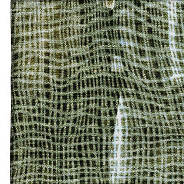 HomeRoots 5' X 8' Vibrant Fern Green & Blue Abstract Washable Area Rug with UV Protection for Busy Homes 717550
