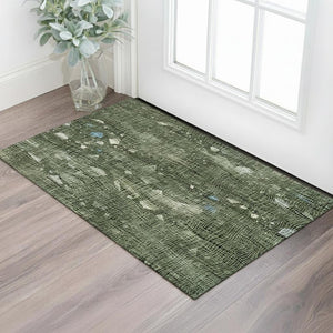 HomeRoots 5' X 8' Vibrant Fern Green & Blue Abstract Washable Area Rug with UV Protection for Busy Homes 717550