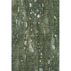HomeRoots 8' Fern Green and Blue Abstract Washable Round Rug - UV Protected, Stain Resistant, Modern Design 717551
