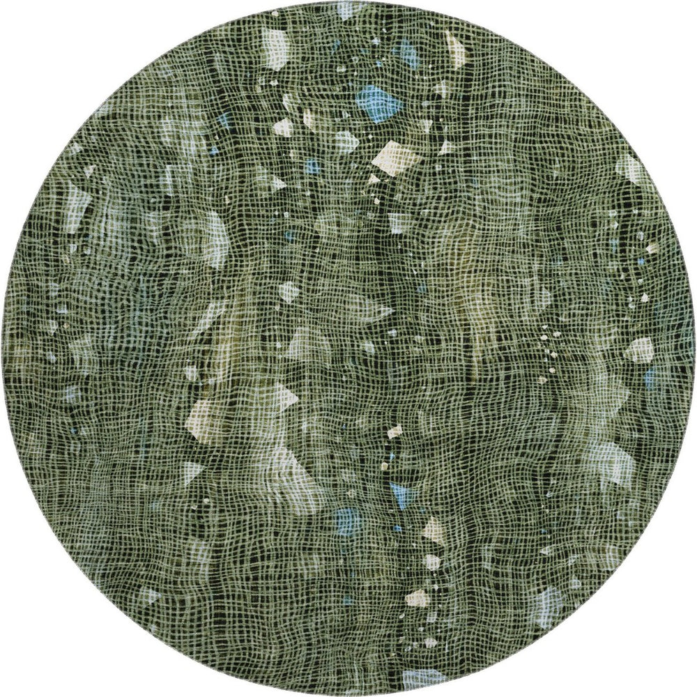 HomeRoots 8' X 10' Fern Green & Blue Abstract Washable Area Rug - Durable, UV-Protected & Stain-Resistant! 717552