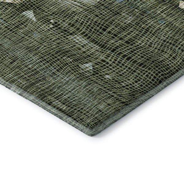 HomeRoots 8' X 10' Fern Green & Blue Abstract Washable Area Rug - Durable, UV-Protected & Stain-Resistant! 717552