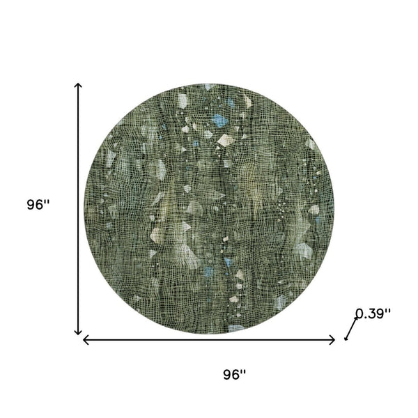 HomeRoots 8' X 10' Fern Green & Blue Abstract Washable Area Rug - Durable, UV-Protected & Stain-Resistant! 717552