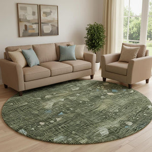 HomeRoots 8' X 10' Fern Green & Blue Abstract Washable Area Rug - Durable, UV-Protected & Stain-Resistant! 717552