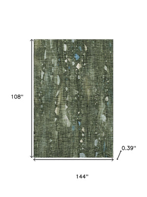 HomeRoots 10' X 14' Fern Green & Blue Abstract Area Rug – Washable, UV Protected, Low Maintenance for Any Space 717554