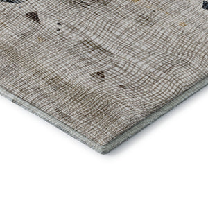 HomeRoots 5' X 8' Washable Linen and Beige Abstract Area Rug with UV Protection for High-Traffic Homes 717556