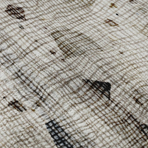 HomeRoots 5' X 8' Washable Linen and Beige Abstract Area Rug with UV Protection for High-Traffic Homes 717556