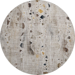 HomeRoots 8' X 10' Linen And Beige Abstract Washable Area Rug - Durable, UV-Protected, Stylish For Any Space 717558
