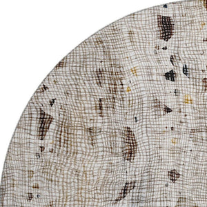 HomeRoots 8' X 10' Linen And Beige Abstract Washable Area Rug - Durable, UV-Protected, Stylish For Any Space 717558