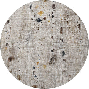 HomeRoots 8' X 10' Linen And Beige Abstract Washable Area Rug - Durable, UV-Protected, Stylish For Any Space 717558