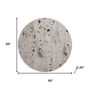 HomeRoots 8' X 10' Linen And Beige Abstract Washable Area Rug - Durable, UV-Protected, Stylish For Any Space 717558