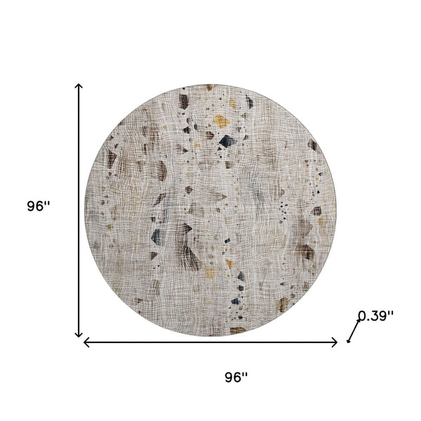 HomeRoots 8' X 10' Linen And Beige Abstract Washable Area Rug - Durable, UV-Protected, Stylish For Any Space 717558
