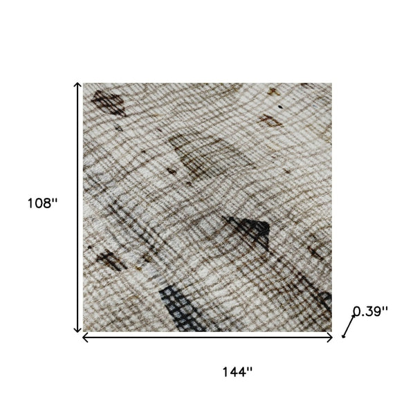 HomeRoots 10' X 14' Washable Linen & Beige Abstract Area Rug with UV Protection - Stylish & Durable Decor Solution 717560