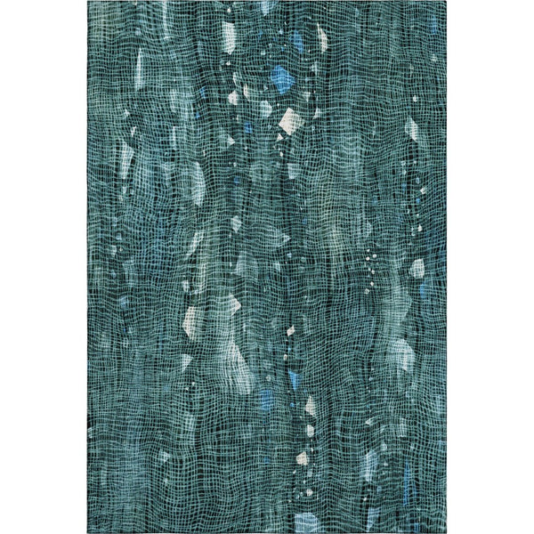 HomeRoots 5' X 8' Teal and Ivory Abstract Washable Area Rug with UV Protection - Durable, Stylish & Easy Care 717562