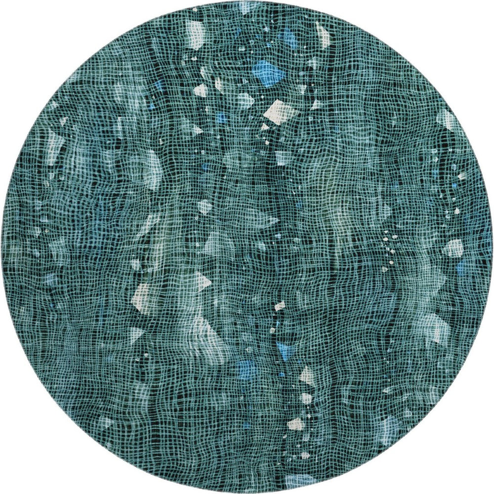 HomeRoots 8' X 10' Teal and Ivory Abstract Area Rug - Stylish, Washable, UV-Protected for Busy Homes & Pets 717564