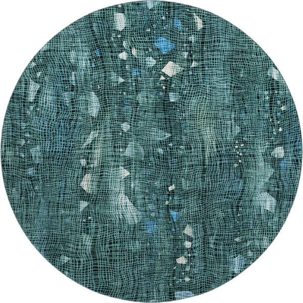 HomeRoots 8' X 10' Teal and Ivory Abstract Area Rug - Stylish, Washable, UV-Protected for Busy Homes & Pets 717564