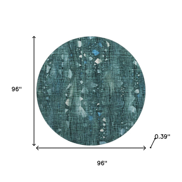 HomeRoots 8' X 10' Teal and Ivory Abstract Area Rug - Stylish, Washable, UV-Protected for Busy Homes & Pets 717564