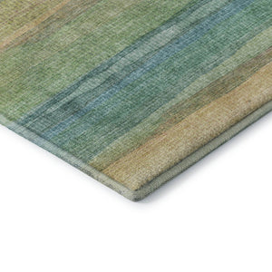 HomeRoots 8' Sage and Peach Striped Round Rug - Washable, UV-Protected, Durable, Perfect for Homes with Kids & Pets 717569