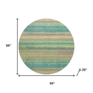 HomeRoots 8' X 10' Sage and Peach Striped Washable Area Rug - UV Protected, Stain Resistant, Stylish Comfort 717570