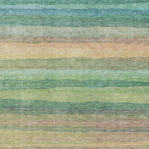 HomeRoots 9' X 12' Sage and Peach Striped Washable Area Rug - Stain Resistant, UV Protected, Easy Care Comfort 717571