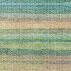 HomeRoots 10' X 14' Sage and Peach Striped Area Rug – Washable, UV-Protected, Non-Slip for Indoor & Outdoor Use 717572