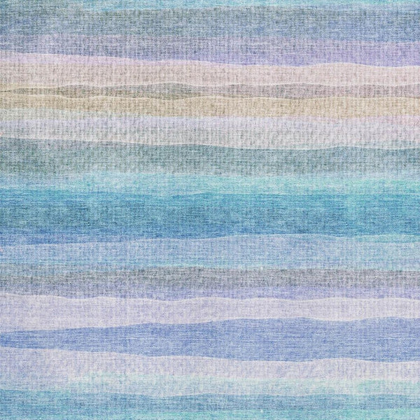 HomeRoots 5' X 8' Aqua and Lavender Striped Washable Area Rug - Durable, UV Protected, Family-Friendly Design 717574