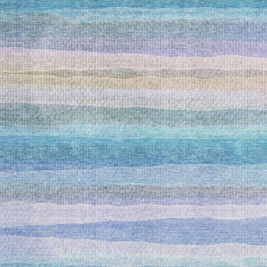 HomeRoots 8' Aqua and Lavender Striped Washable Round Rug - UV Protected, Stain-Resistant, Easy Care Décor Piece 717575