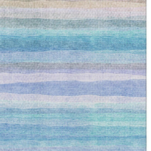 HomeRoots 9' X 12' Aqua & Lavender Striped Area Rug - Washable, UV-Protected, Non-Slip for Indoor & Outdoor Use 717577