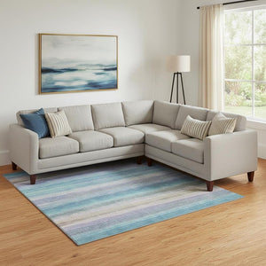 HomeRoots 9' X 12' Aqua & Lavender Striped Area Rug - Washable, UV-Protected, Non-Slip for Indoor & Outdoor Use 717577