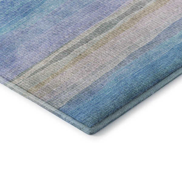 HomeRoots 10' X 14' Aqua & Lavender Striped Area Rug - Washable, UV Protected, Kid & Pet Friendly Design 717578