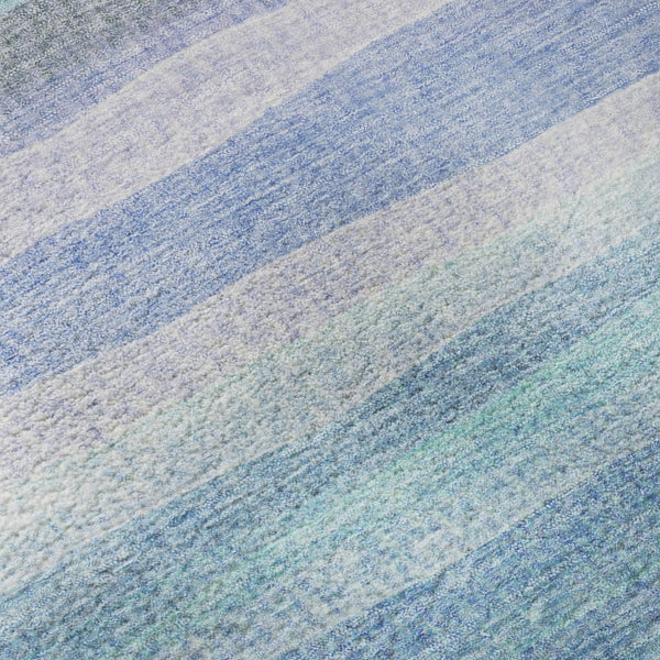 HomeRoots 10' X 14' Aqua & Lavender Striped Area Rug - Washable, UV Protected, Kid & Pet Friendly Design 717578