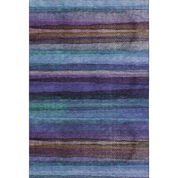 HomeRoots 5' X 8' Vibrant Blue and Purple Striped Washable Area Rug with UV Protection for Indoor & Outdoor Use 717580