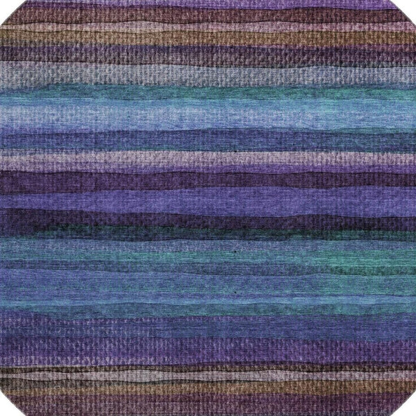 HomeRoots 8' X 10' Vibrant Blue and Purple Striped Washable Area Rug with UV Protection & Non-Slip Backing 717582