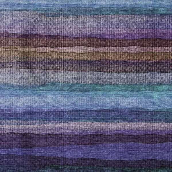 HomeRoots 10' X 14' Striped Blue and Purple Washable Area Rug with UV Protection for Vibrant, Easy Living Spaces 717584