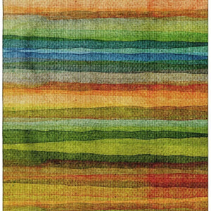 HomeRoots 5' X 8' Green and Teal Striped Area Rug - Washable, UV Protected, Durable, Soft & Stain Resistant! 717586