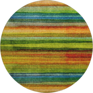 HomeRoots 8' X 10' Stylish Green and Teal Striped Washable Area Rug with UV Protection for Any Space 717588