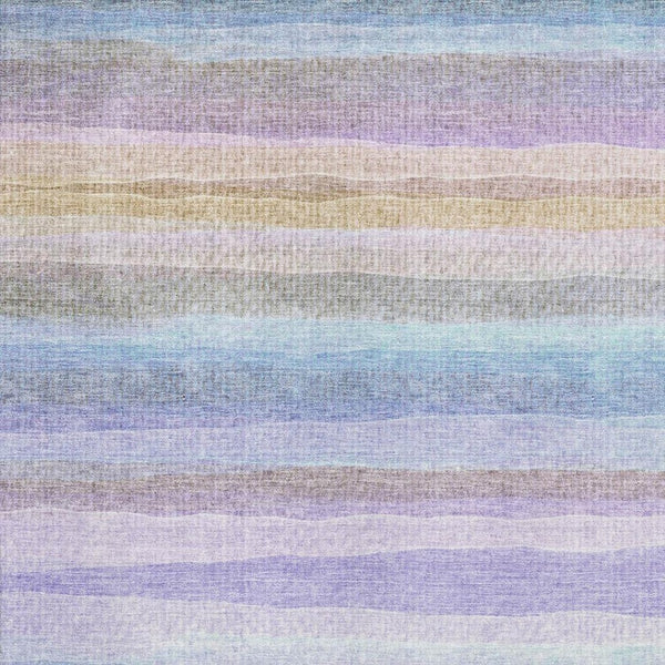 HomeRoots 5' X 8' Striped Area Rug in Lavender & Sky Blue - Washable, UV Protected, Durable & Stain Resistant 717592