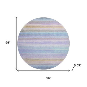 HomeRoots 8' X 10' Striped Lavender and Sky Blue Washable Area Rug with UV Protection for Family Spaces 717594