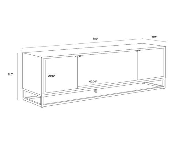 Sunpan FUENTES Stylish Media Console & Storage Cabinet - Luxurious Oak, Soft-Close Doors, Ample Storage Space 106751