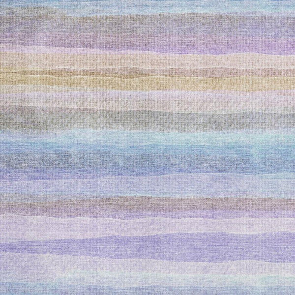 HomeRoots 9' X 12' Striped Lavender & Sky Blue Area Rug - Washable, Kid & Pet Friendly with UV Protection! 717595