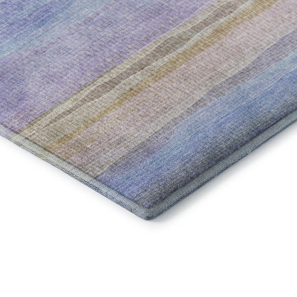 HomeRoots 9' X 12' Striped Lavender & Sky Blue Area Rug - Washable, Kid & Pet Friendly with UV Protection! 717595
